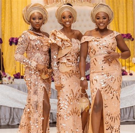 Ladies In Beautiful Gold Lace Asoebi Dresses And Gele Clipkulture