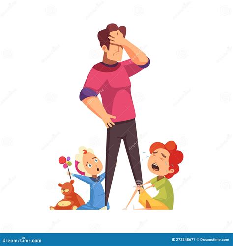 Tired Dad Illustration Stock Vector Illustration Of Care 272248677