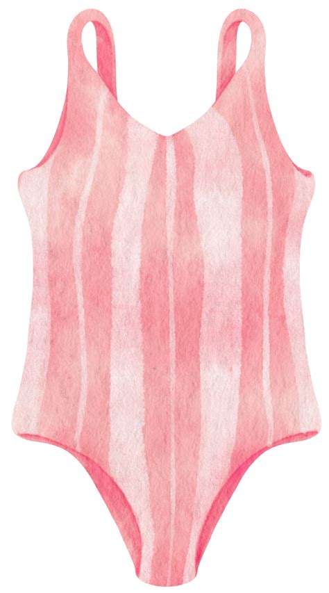 Free Pink Stripes One Piece Bikini Swimsuits Watercolor Style For