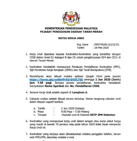 Notis Kerja Undi Ppd Tanah Merah