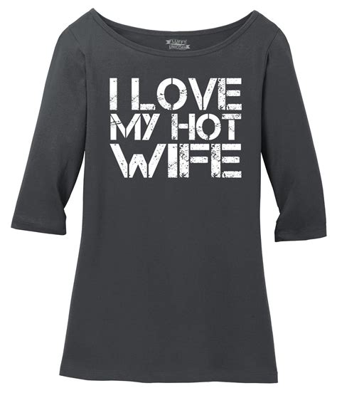 Ladies I Love My Hot Wife Cute Valentines Day T Shirt Scoop 34 Slv Tee Ebay
