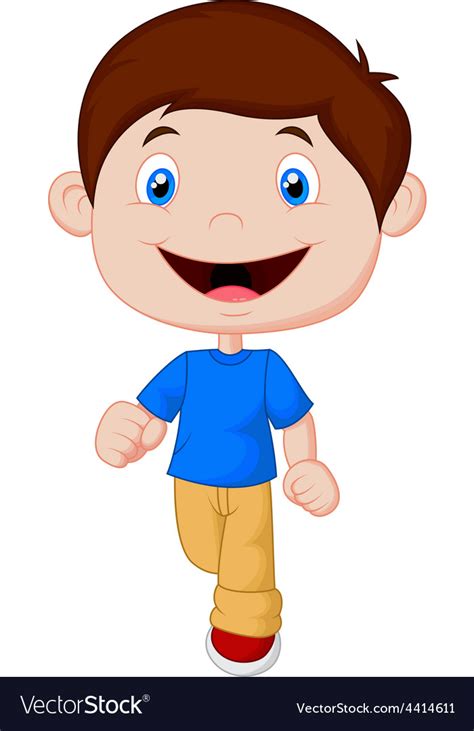 Little Boy Cartoon Walking Royalty Free Vector Image