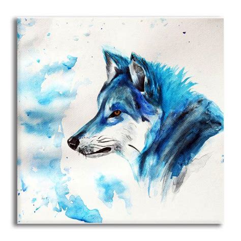 Blue Wolf Head Canvas Wall Art Wild Animal Canvas Print