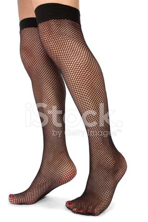 Woman Legs With Fishnet Tights Over White Stock Photo Royalty Free