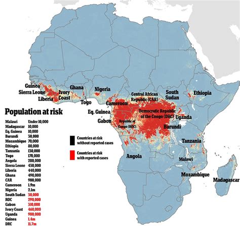 Ebola is a stream in cameroon and has an elevation of 653 metres. Ebola could hit 15 countries across Africa | Daily Mail Online