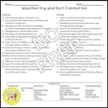 The worksheets are offered in developmentally appropriate versions for kids of different ages. Weathering Soil Formation Crossword Puzzle by Teaching ...