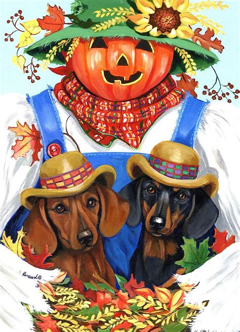 Amazon Com Suzanne Renaud Dachshund Fall Large House Flag Outdoor