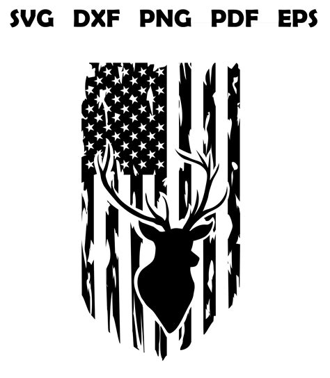255 American Flag Deer Svg Svgpngeps And Dxf File Include