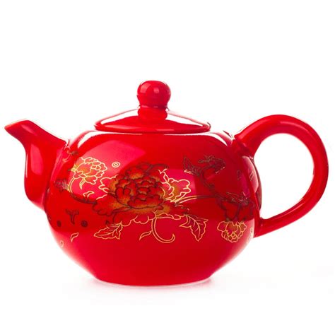 Presentes De Casamento Jogo De Chá Bule De Porcelana Vermelho Chinês