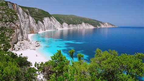 Hd Video Of Blue Lagoon With Rocky Coastline Kefalonia Greece Calm