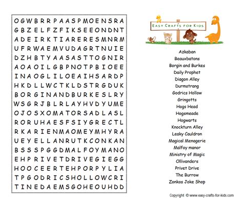 Free Harry Potter Word Search Puzzles