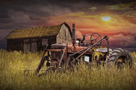 Old Farmall Tractor With Barn For Sale Photograph By Randall Nyhof