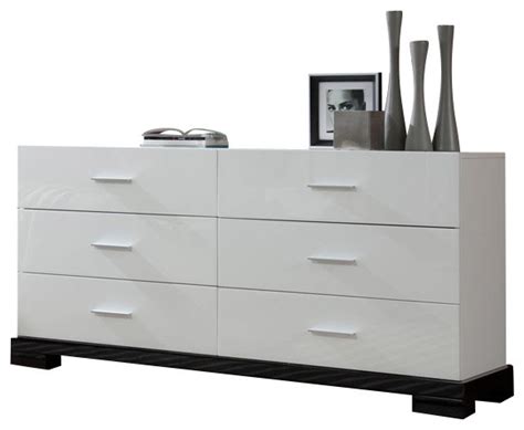 Galaxy Modern White 6 Drawer Dresser Modern Dressers By La