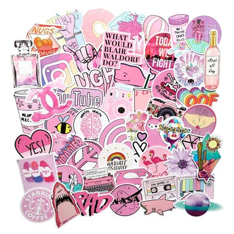 Light Pink VSCO Girl Aesthetic Stickers For Girls For Bottle Etsy