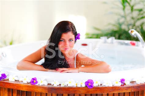 Pretty Woman Relaxing In Jacuzzi Stock Photo Royalty Free Freeimages