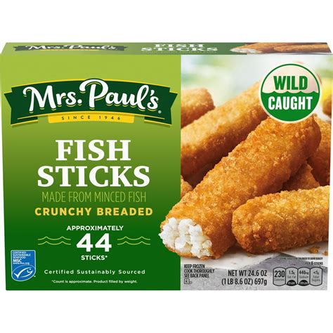 Mrs Pauls 100 Real Fish Crunchy Breaded Fish Sticks 44 Ct Walmart