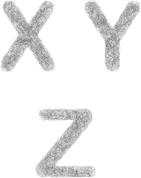 conjunto de bocetos de fuentes difusas letras x y y z vector png icono letra z pelaje png y