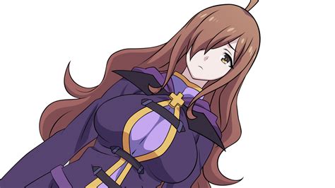 An Anime Character With Long Brown Hair And Purple Outfit