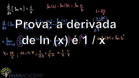 Prova A Derivada De Ln X X Matematica Khan Academy Youtube