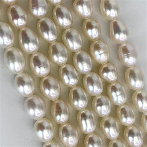 Freshwater Cultured White Rice Pearls Mm Cm String Chalmers Gems