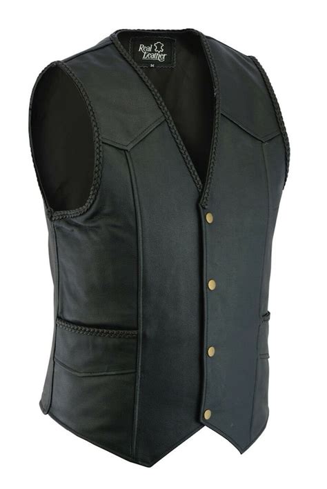Motorbikes Accessories Parts S Mens Real Leather Biker Waistcoat