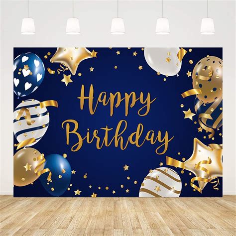 Buy Ablin 8x6ft Happy Birthday Backdrop Navy Blue Background Gold Stars