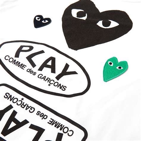 Comme Des Garcons Play Women S Multi Logo Tee White And Black End Hk