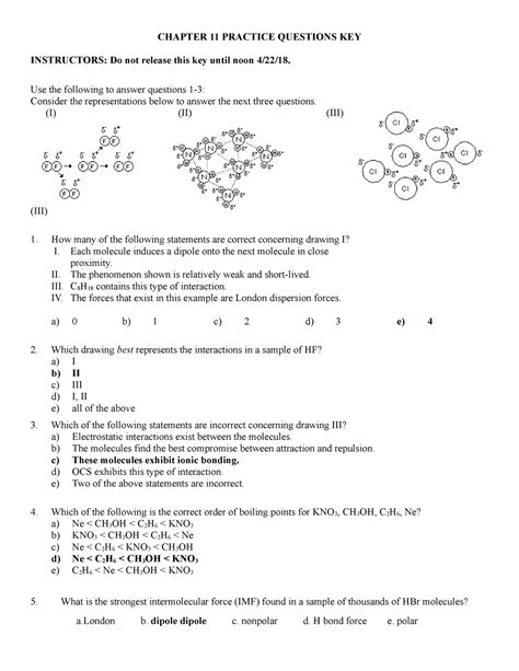 Science Chemistry Chapter 11 Practice Questions Key And Answers