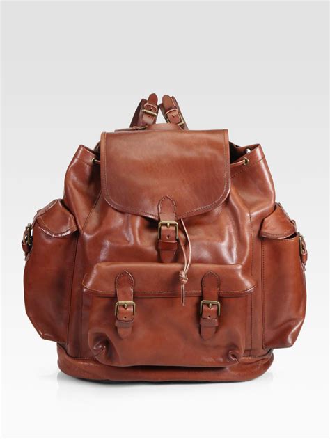 Lyst Polo Ralph Lauren Leather Backpack In Brown For Men