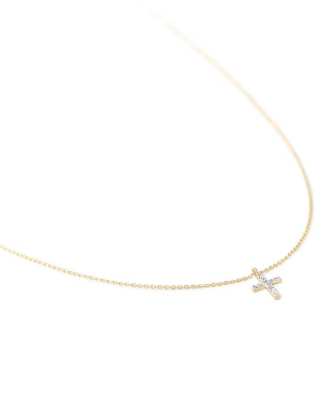 Cross 14k Yellow Gold Pendant Necklace In White Diamonds Kendra Scott