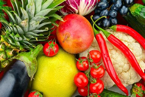 Assortment Fresh Fruits And Vegetables Stock Image Image Of Crops