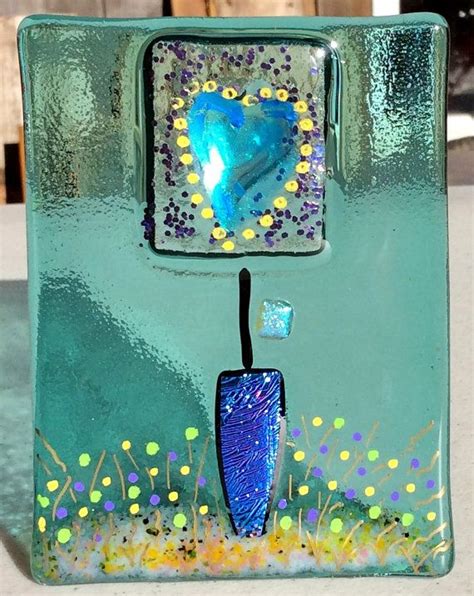 Handcrafted Fused Glass Nightlight Heart Impressions Series Fused