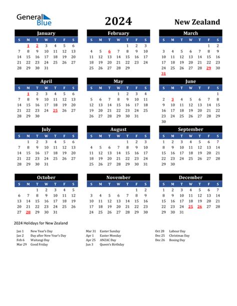 2024 Calendar Black Blue With Holidays Portrait En Nz 510x660 