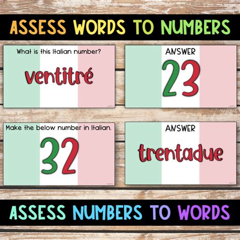 Assessing Italian Numbers Worksheets Activities Games Italy