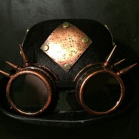 Steampunk Bowler Top Hat With Ooak Textured Antiqued Copper Plate