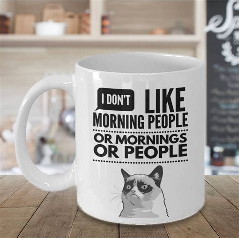 Funny Cat Mug Grumpy Cat Coffee Mug I Dont Like Morning Etsy