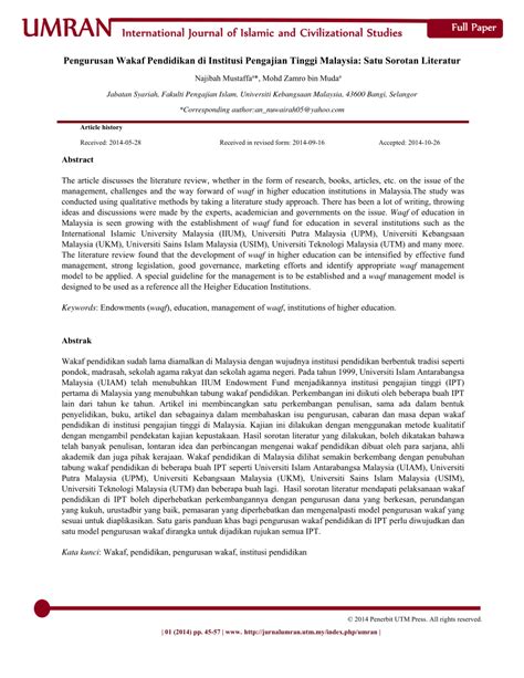 Laporan hasil literatur review oleh : (PDF) Pengurusan Wakaf Pendidikan di Institusi Pengajian ...