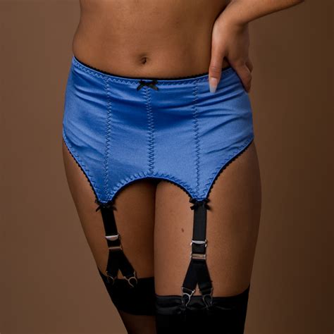 142 four strap pull on suspender belt blue coral wine revival lingerie