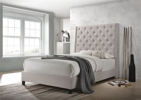 Elegant Contemporary Upholstered 1pc Queen Bed Button Tufted Headboard