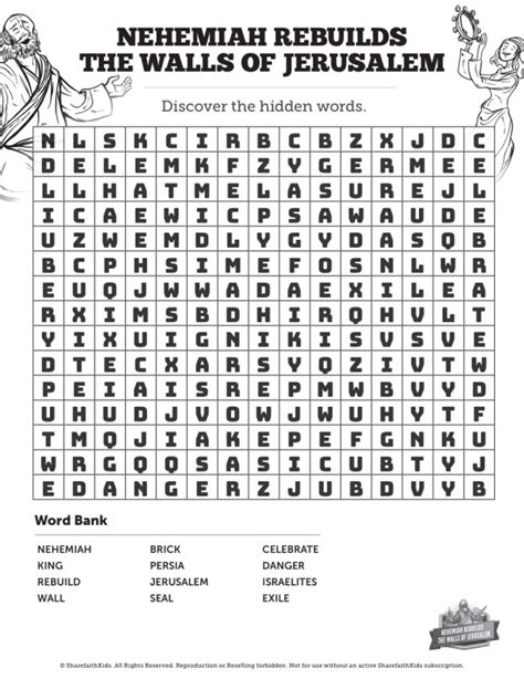 Book Of Nehemiah Bible Word Search Puzzles Sharefaith Kids