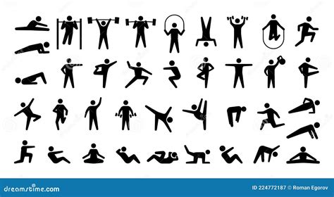 Human Sport Icons Physical Training Fitness And Gym Exercises Yoga