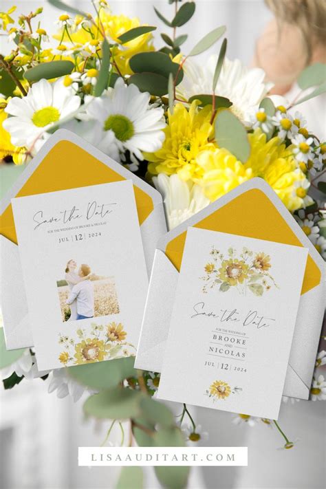 Yellow Watercolor Floral Wedding Invitations Yellow Wedding