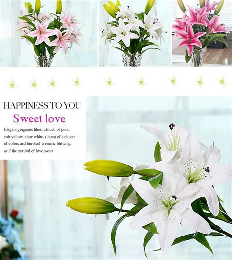 Artificial Flowers Pcs Real Touch Latex Artificial Lilies Flowers In