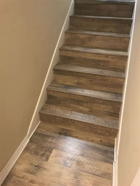 Contract and laminate stair treads rubber or loose lay my before and affordable alternative to install these luxury vinyl plank flooring loose lay flooring compare installation cost best vinyl flooring. Extend vinyl planks from basement floor up the stairs ...