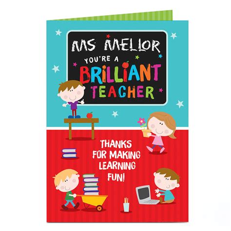 Buy Personalised Thank You Teacher Card You Make Learning Fun For