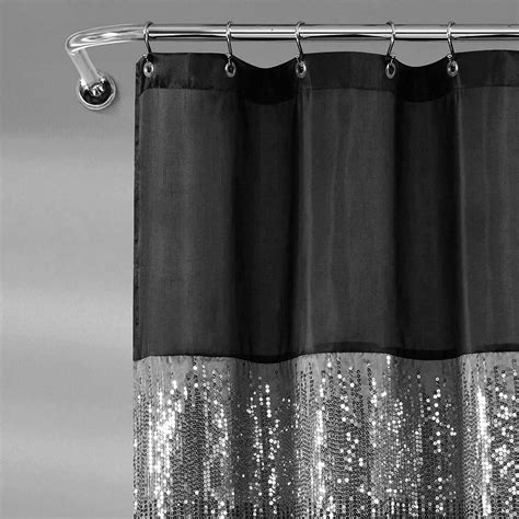 Black Shower Curtain Modern Glitter Fabric Shower Curtain Faux Silk