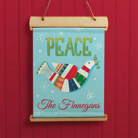 Amanda Mcgees Personalized Peace Dove Hanging Canvas Banner