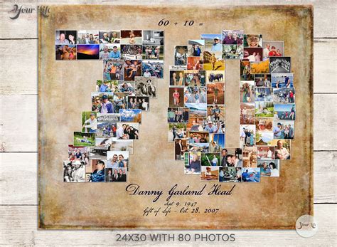 70th Birthday Gift 70th Wedding Anniversary Gift 70th | Etsy | Birthday photo collage, 70th 