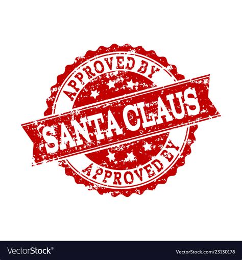 Red grunge approved by santa claus stamp seal Vector Image