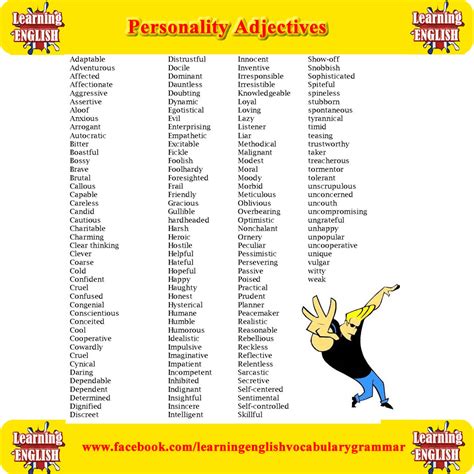Personality Adjectives English Learn Site